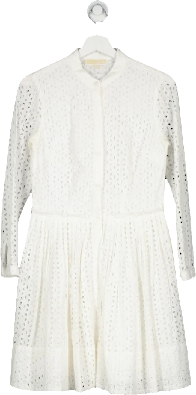 Michael Kors White Eyelet Cotton Dress UK S