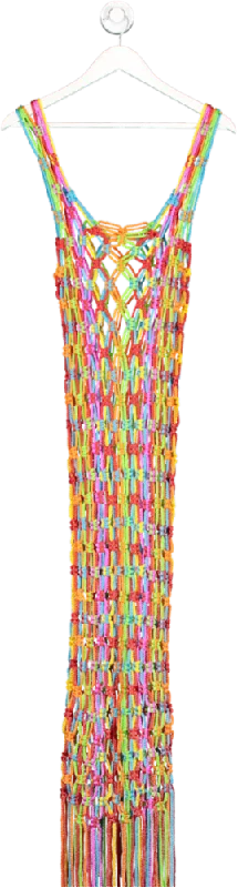 Pitusa Multicoloured Rainbow Crochet Beach Dress One Size