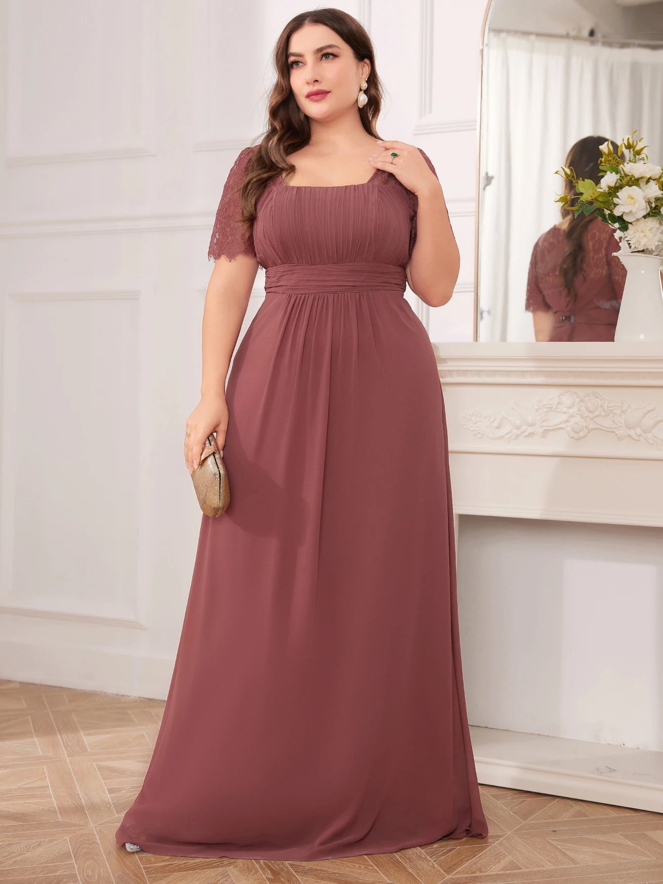 Women's Bust Ruched Chiffon Fashion Designer Long Dresses (Plus Size)