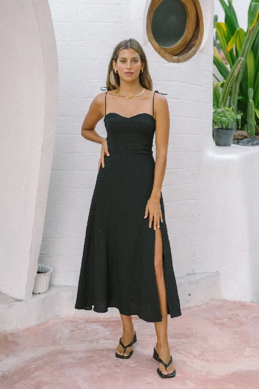 Amelie Black Midi Dress