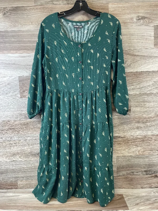 Dress Casual Midi By Toad & Co In Green & Yellow, Size: Xs