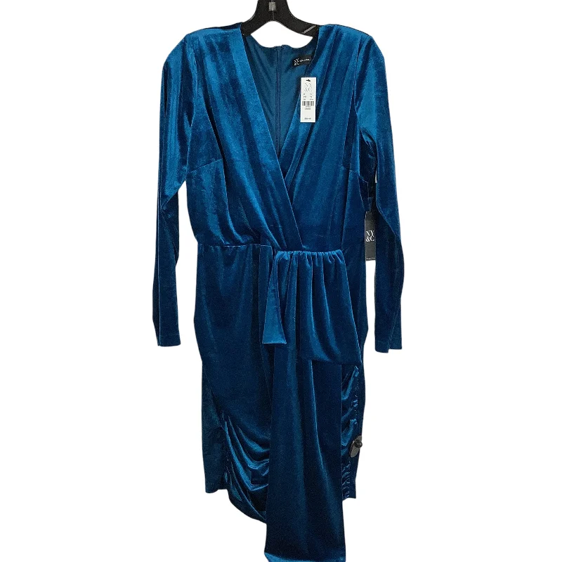 Dress Party Midi By New York And Co In Blue, Size: L