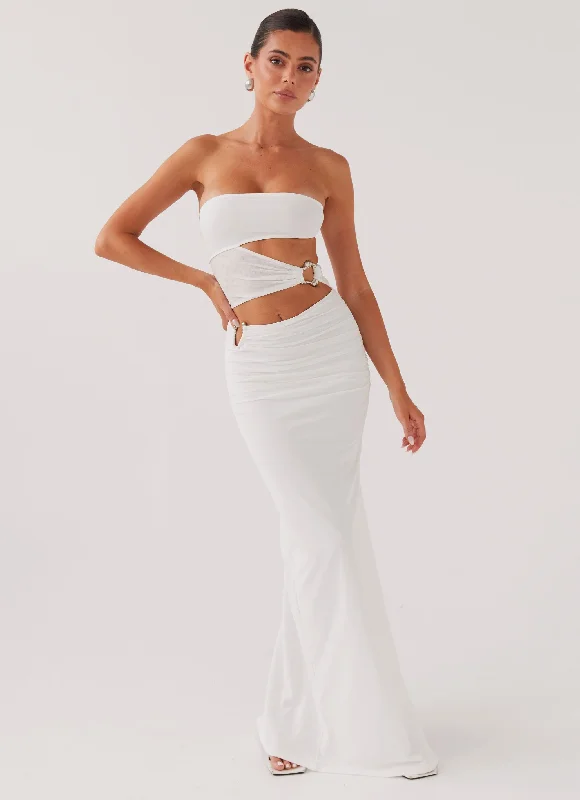 Into Pieces Mesh Maxi Dress - White