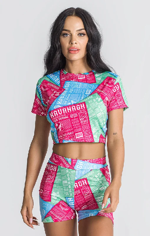 Multicolor IDGAF Print Cropped Tee