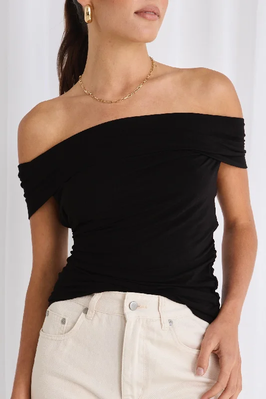 Nightlife Black Stretch Off Shoulder Top