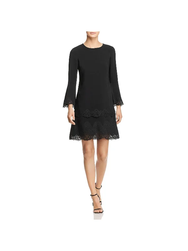 Tate Womens Lace Trim Bell Sleeves Party Dress