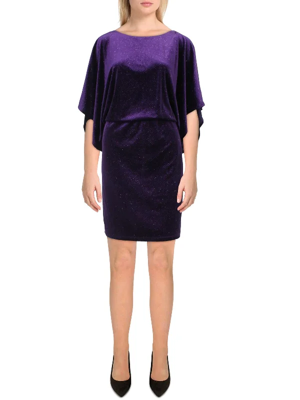 Womens Velvet Dolman Cocktail and Party Dress