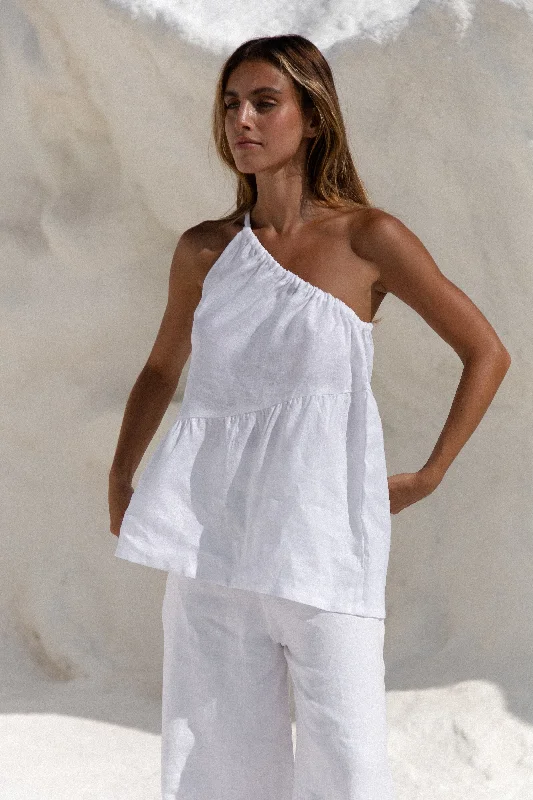 Bianca One Shoulder Top White