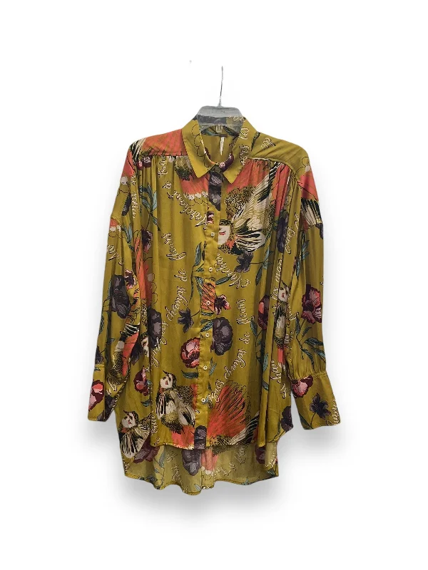 Blouse Long Sleeve By Free People In Multi-colored, Size: M