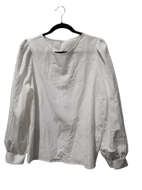 Blouse Long Sleeve By Shein In White, Size: Xl