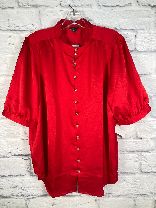 Blouse Short Sleeve By Ann Taylor In Red, Size: Xl