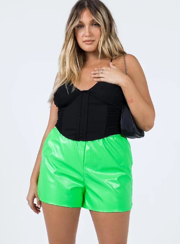 Triton PU Elastic Shorts Green