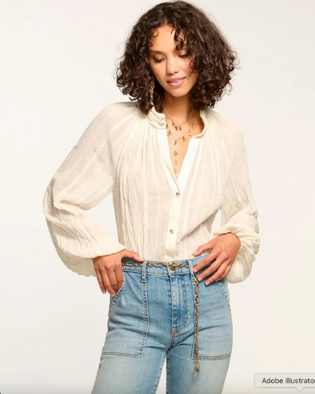 Nellie Button Down Blouse - Ivory