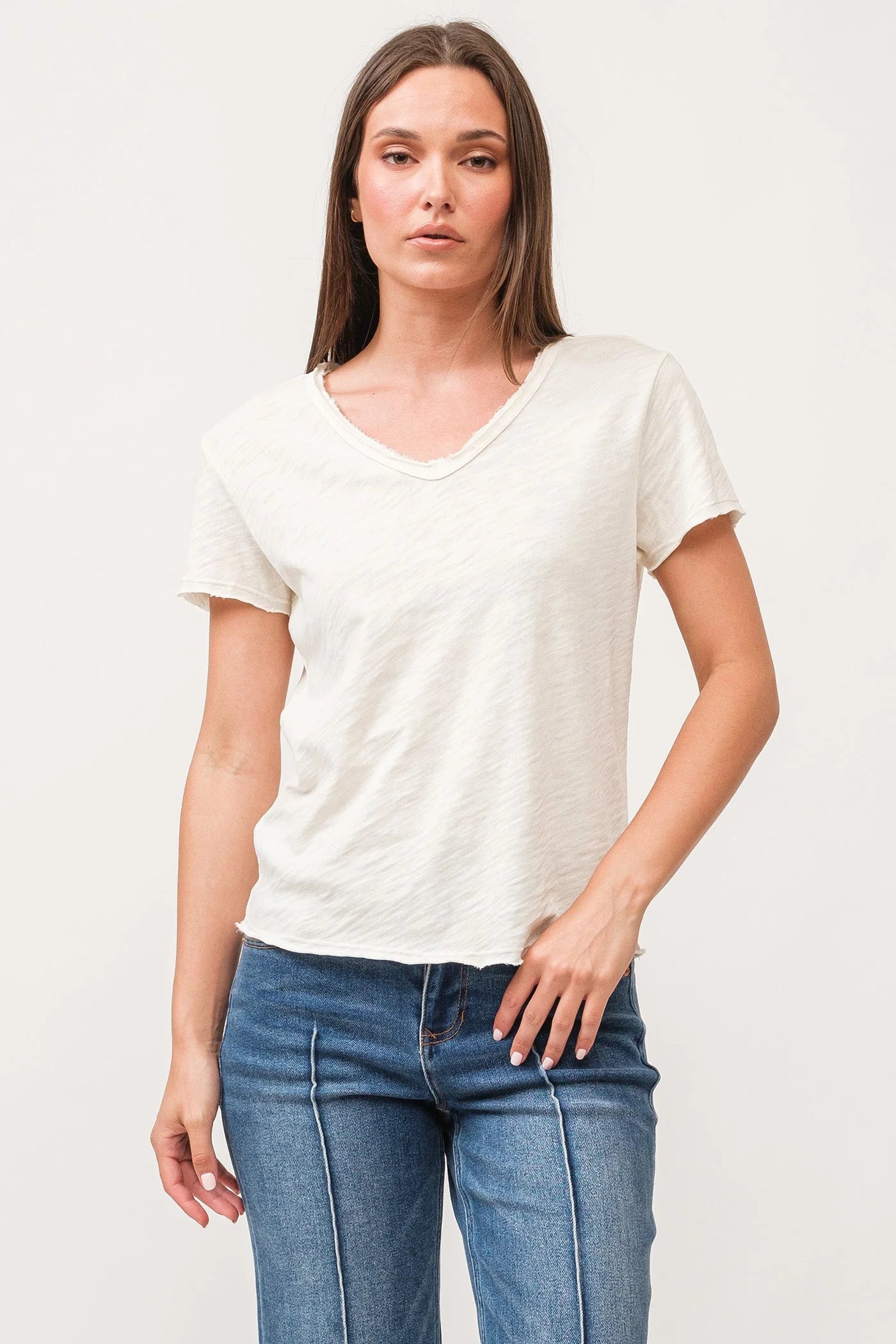 Vanya Short Sleeve Slub Tee - Antique White