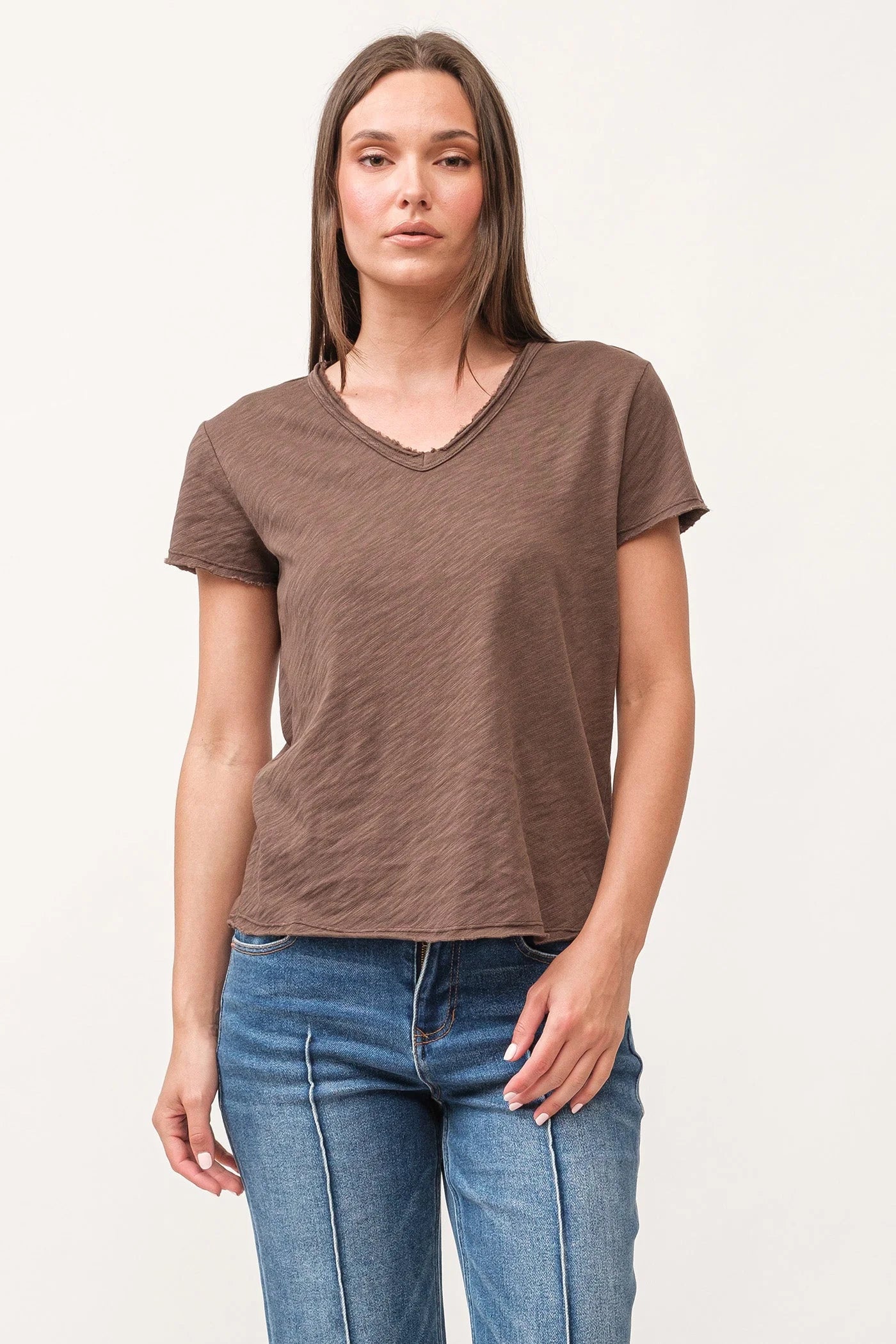 Vanya Short Sleeve Slub Tee - Dark Olive