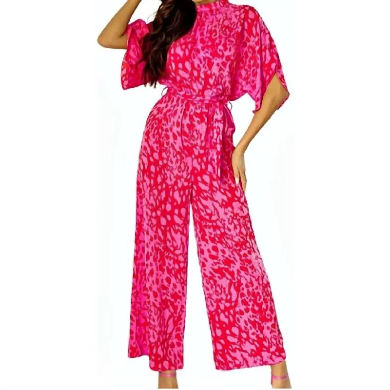 Leopard Jumpsuit In Pink