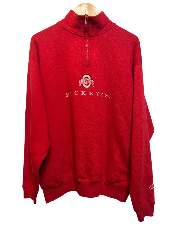 Midwest Embroidery  Buckeyes Red Quarter Zip (Size L)