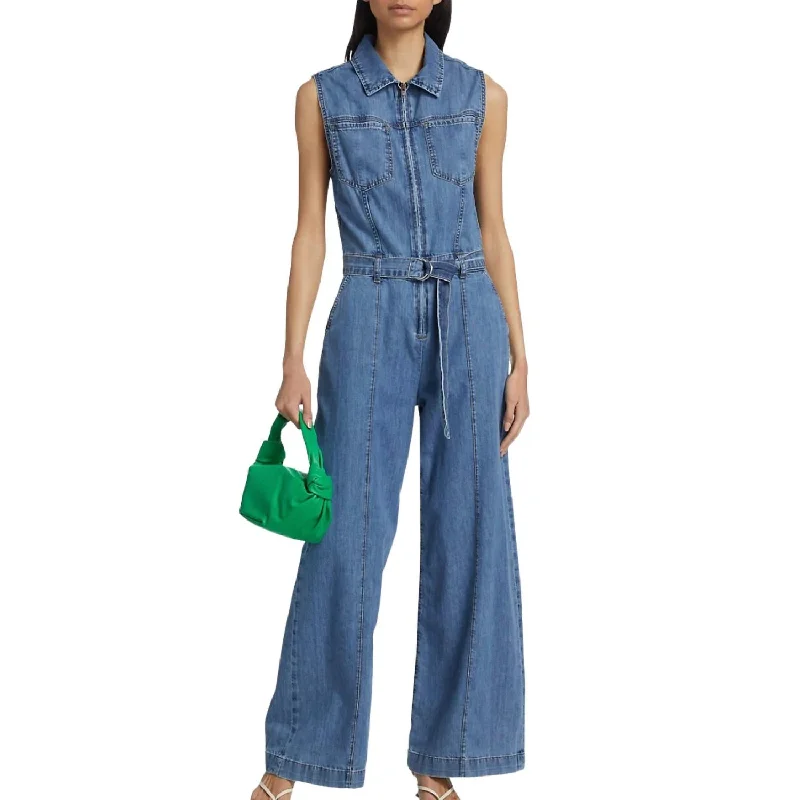 Sleeveless Wide Leg Jumpsuit In Happy Indigo