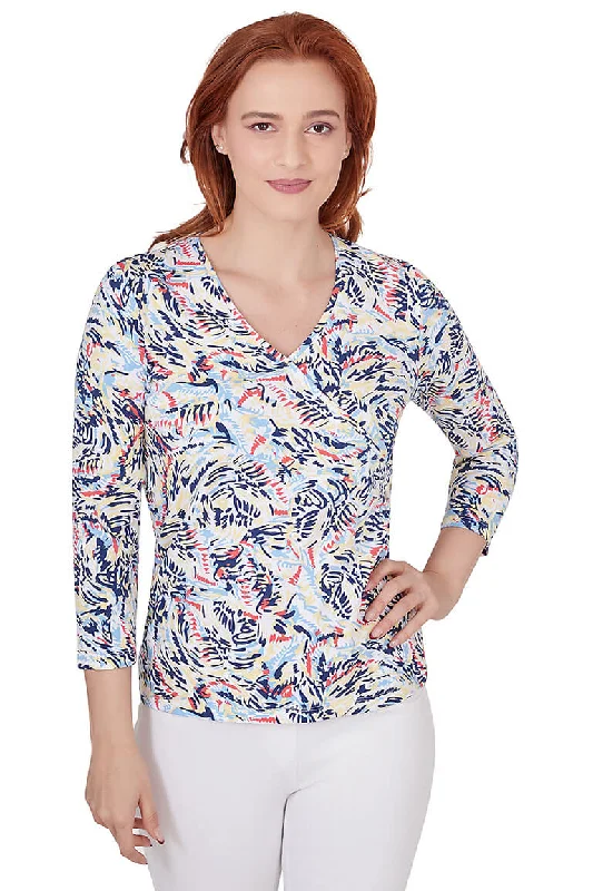 Always Be My Navy Swirly Surplice Top