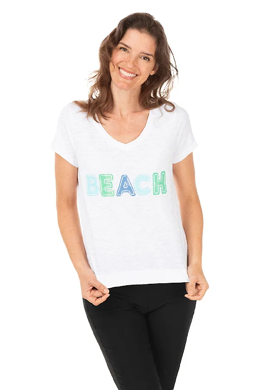 White Beach V-Neck Tee