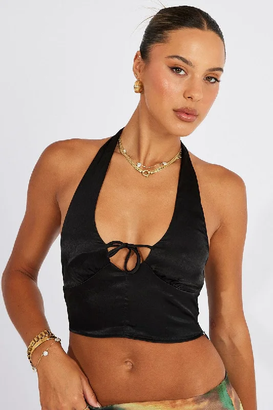 Black Crop Top Halter