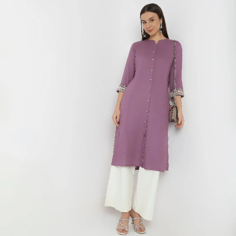 Flare Fit Embroidered Kurta