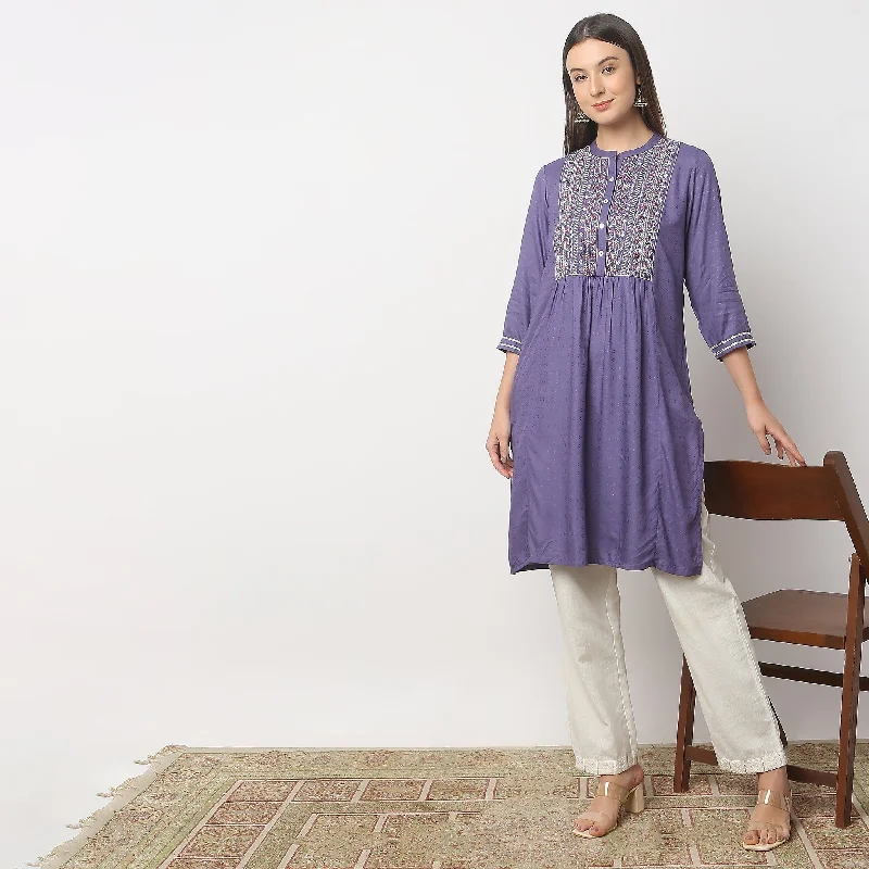 Flare Fit Embroidered Kurta