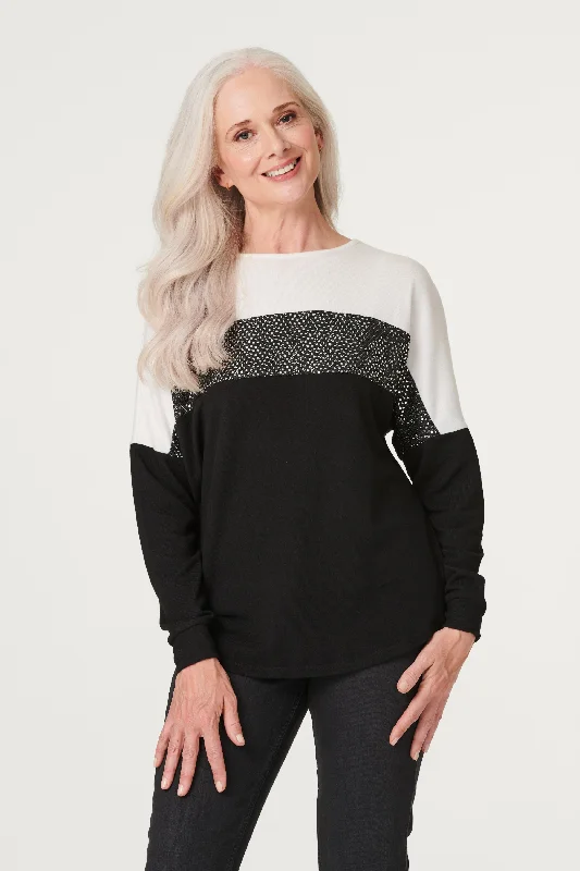 Embellished Colour Block Jumper