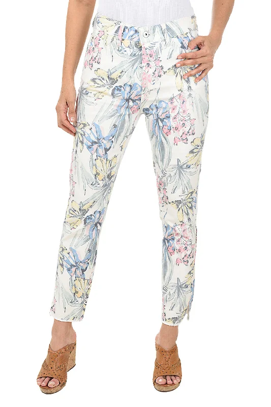 Tropical Bouquets Denim Twill Ankle Pant