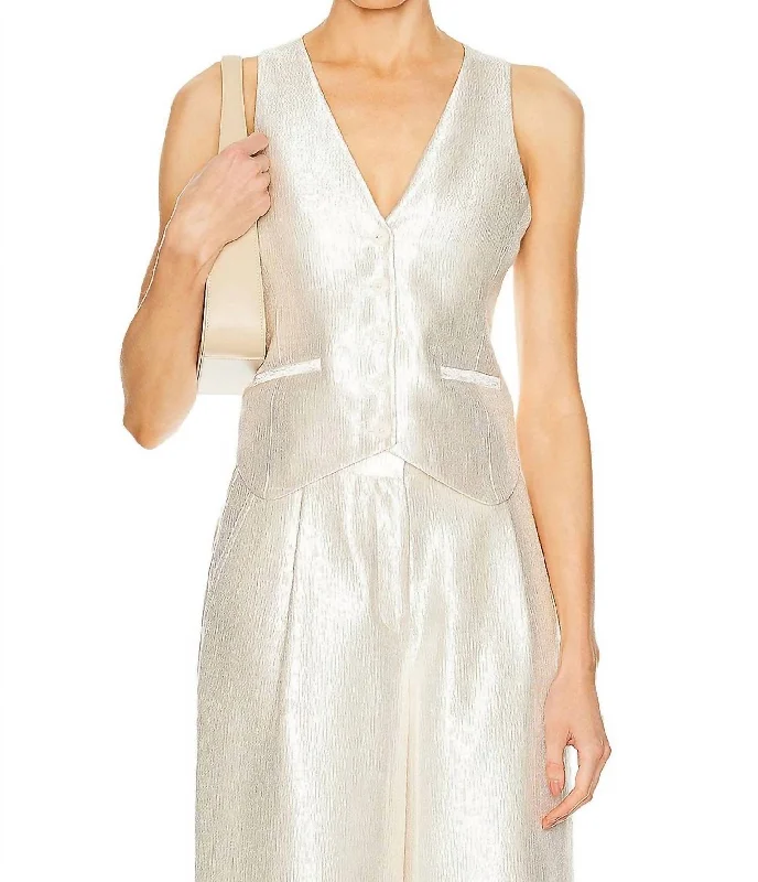 Deb Textured Satin Vest In Cream