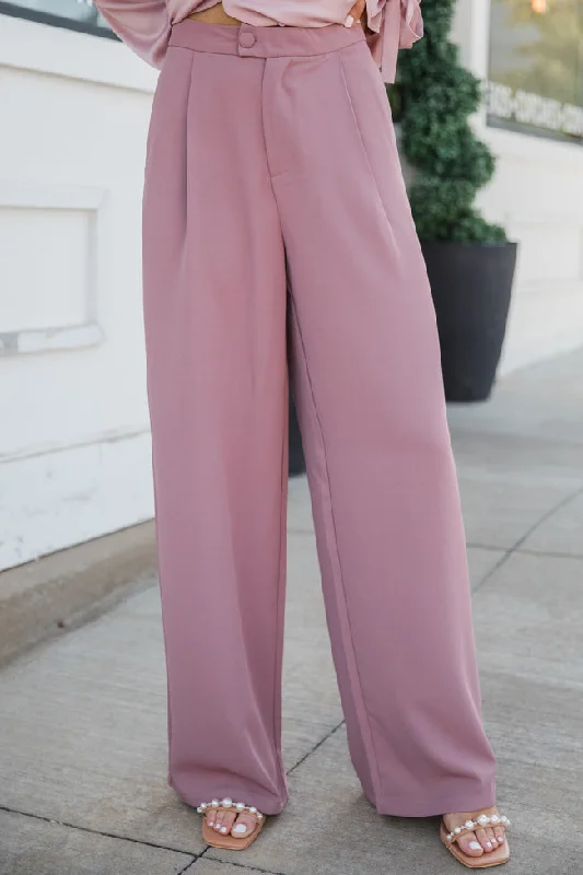 It's Your Day Mauve Wide Leg Trousers