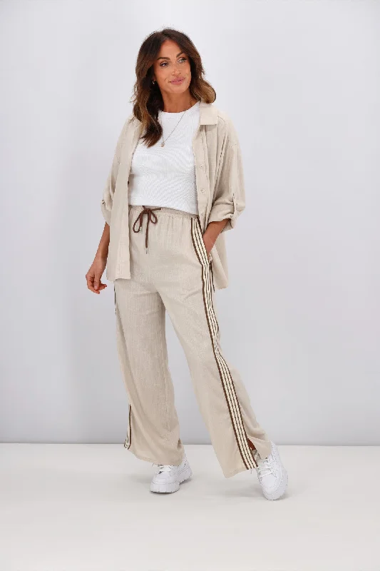 Label of Love Nova Stripe Pant Beige