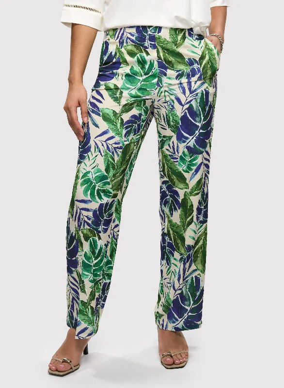 Palm Print Wide Leg Pants