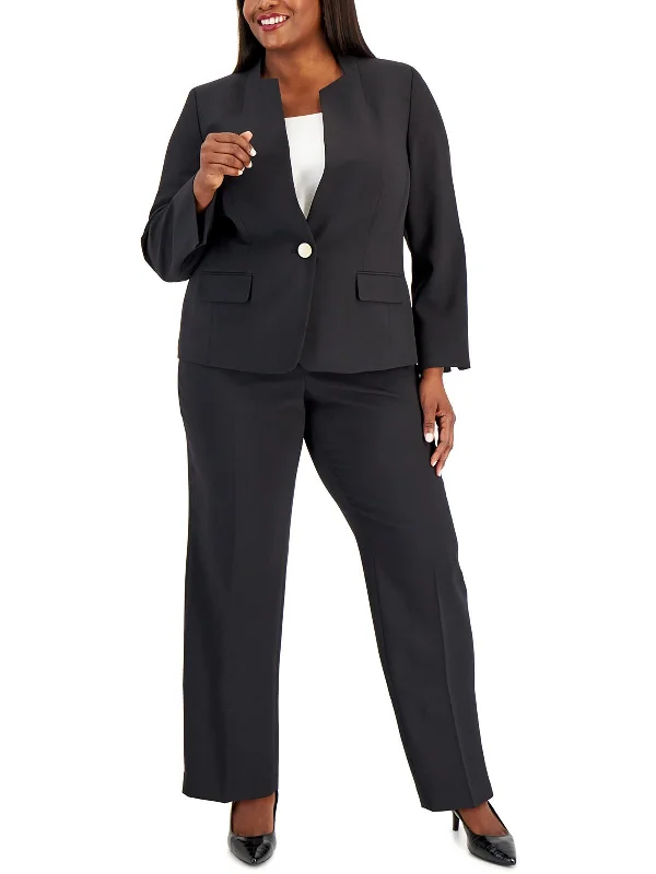 Plus Womens 2PC Polyester Pant Suit